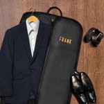 Personalised Portable Waterproof Leather Handle Suit Bag with Embroidered Name Travel Essentials Birthday Wedding Gift for Men