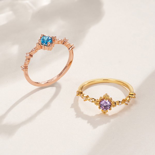 Anillo de Piedra de Nacimiento Personalizado con Circonita Joyería delicada Cumpleaños Aniversario Promesa Regalo para Mujeres