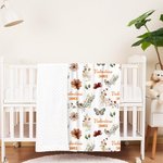 Personalized Bohemian Wildflower Butterfly Name Baby Security Blanket with Dotted Backing Baby Shower Baptism Gift for Newborn