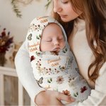Personalized Bohemian Wildflower Butterfly Name Baby Security Blanket with Dotted Backing Baby Shower Baptism Gift for Newborn