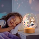 Spersonalizowana lampka nocna LED Moon Flower z drewnianą podstawą i imieniem Prezent urodzinowy dla dziewczynek i chłopców