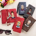 Personalisierte Cartoon-Dame Geburtsblumen Blumenstrauß Name Geldbörse mit Kartenfächern Handgelenkschlaufe Geburtstag Muttertag Geschenk für Damen