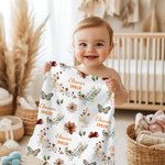 Personalized Bohemian Wildflower Butterfly Name Baby Security Blanket with Dotted Backing Baby Shower Baptism Gift for Newborn