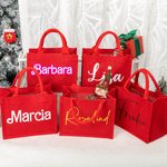 Personalisierte Dolly Curvy Font wiederverwendbare große rote Jute Tasche mit Namen Tote Bag Geburtstag Hochzeit Weihnachten Party Geschenk für Damen