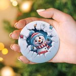Spersonalizowana ceramiczna ozdoba świąteczna 3D Święty Mikołaj Bałwan Renifer z imieniem na choinkę Wiszący prezent świąteczny dla rodziny