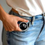 Personalized Birth Flower Round Mini Portable Pill Box with Name and Mirror Birthday Gift for Friends Family