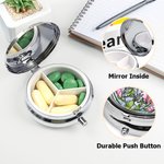 Personalised Birth Flower Stained Glass Round Mini Pill Box with Name and Mirror Birthday Gift for Friends Family