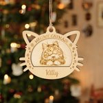 Personalisierte Schneeflocke Katze Porträt hölzerne Weihnachten hängenden Ornament mit Namen Weihnachtsbaumschmuck Memorial Haustier Verlust Geschenk 