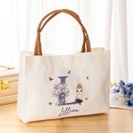 Sac à main en toile avec nom et initiale Cadeau d'anniversaire pour les femmes et les filles 4