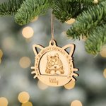 Personalisierte Schneeflocke Katze Porträt hölzerne Weihnachten hängenden Ornament mit Namen Weihnachtsbaumschmuck Memorial Haustier Verlust Geschenk 