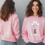 Personalized Cute Bear Cat Rabbit Animal Face and Tail Multicolor Adult Kid Sweatshirt with Text Birthday Holiday Gift for Family