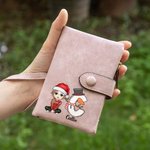 Personalizada de dibujos animados de Navidad del personaje de las iniciales de cuero de tres pliegues nombre de la cartera de pulsera con tarjetero cu