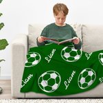 Personalised Multicolour Baseball Football Tennis Sports Theme Soft Throw Blanket with Names Home Decor Birthday Team Gift for Sports Lovers