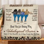 Thank You My Badass Bestie - Personalised Cartoon Sisters Leopard Print Throw Blanket Birthday Gift