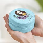Personlig födelseblomma krans tecknad karaktär smyckeskrin med namn födelsedag bröllopsgåva för kvinnor flicka