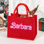 Personalisierte Dolly Curvy Font wiederverwendbare große rote Jute Tasche mit Namen Tote Bag Geburtstag Hochzeit Weihnachten Party Geschenk für Damen
