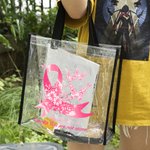 Personalized Pink Ribbon Butterfly Support Squad Clear Tote Bag with Name Birthday Brest Cancer Fighter Survivor Gift for Family Friend