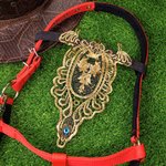 Frontalera Personalizada de Encaje Dorado con Piedra de Nacimiento Frontalera Ajustable Accesorios Medievales para Caballos Regalo Ecuestre de Cumpleaños para Amante de los Caballos Jinete de Doma Clá