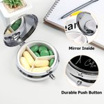 Personalized Birth Flower Round Mini Portable Pill Box with Name and Mirror Birthday Gift for Friends Family