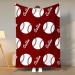 Personalised Multicolour Baseball Football Tennis Sports Theme Soft Throw Blanket with Names Home Decor Birthday Team Gift for Sports Lovers