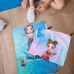 Personalised Cartoon Fitness Girl Design Super Absorbent Portable Sport Towel with Name and Hanging Loop Gym Workout Birthday Gift for Sports Lovers