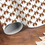 Personalized Christmas Hat Scarf Cartoon Dog Wrapping Paper with Name Festive Christmas Gift for Dog Lover
