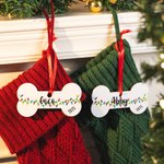 Personnalisé en forme d'os de chien, ornement de Noël avec texte et année, décoration d'arbre de Noël, cadeau pour les amoureux des animaux.