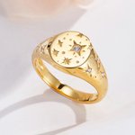 Personalized Orion Star CZ Birthstone Signet Ring Birthday Anniversary Mother's Day Gift for Women