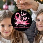 Ornement de Noël personnalisé en forme de papillon avec nom Cadeau de Noël pour les femmes qui luttent contre le cancer.