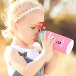 Spersonalizowana butelka na wodę dla dzieci z uchwytem i słomką dla chłopców, dziewczynek i królików z twarzą i ogonem o pojemności 12 uncji