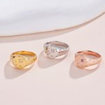 Personalized Orion Star CZ Birthstone Signet Ring Birthday Anniversary Mother's Day Gift for Women
