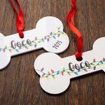 Personnalisé en forme d'os de chien, ornement de Noël avec texte et année, décoration d'arbre de Noël, cadeau pour les amoureux des animaux.