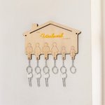 Personalised Wooden Family Names Key Holder for 2-6 Members Wall Mount Entryway Decor Housewarming Wedding Gift for Family Couple
