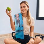 Personalised Cartoon Fitness Girl Design Super Absorbent Portable Sport Towel with Name and Hanging Loop Gym Workout Birthday Gift for Sports Lovers