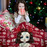Personalized Cartoon Character Snowflake Word Cloud Soft Throw Blanket with Name Home Decor Birthday Christmas Gift for Kids Family