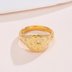Personalized Orion Star CZ Birthstone Signet Ring Birthday Anniversary Mother's Day Gift for Women