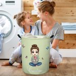Personalisierte Cartoon Charakter Geburt Blume Spielzeug Lagerung Wäschekorb mit Griff Housewarming Geburtstag Geschenk für Freund und Familie