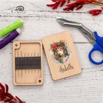 Personalised Anthropomorphic Birth Flower Wooden Magnetic Needle Box with Name Birthday Anniversary Gift for Sewing Lovers