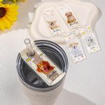Personalized Rainbow Daisy Paw Print Tumbler Name Plate Tag with Dog Cat Photo Accessories for Stanley Birthday Memorial Gift for Pet Owners
