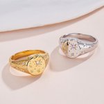 Personalized Orion Star CZ Birthstone Signet Ring Birthday Anniversary Mother's Day Gift for Women