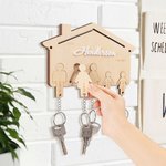 Personalised Wooden Family Names Key Holder for 2-6 Members Wall Mount Entryway Decor Housewarming Wedding Gift for Family Couple