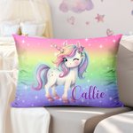 Taie d'Oreiller Personnalisée avec Licorne fantastique et Nom Cadeau Décoration de Chambre Anniversaire pour Enfants