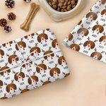 Personalized Christmas Hat Scarf Cartoon Dog Wrapping Paper with Name Festive Christmas Gift for Dog Lover