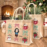 Personalisierte Weihnachten Mädchen Frauen wiederverwendbare Jute Tragetasche Tote Bag mit Namen Weihnachten Geburtstag Geschenk für Familie Freund