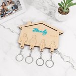 Personalised Wooden Family Names Key Holder for 2-6 Members Wall Mount Entryway Decor Housewarming Wedding Gift for Family Couple