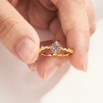 Personalised Vine Birthstone Ring with Zircon Dainty Jewellery Birthday Anniversary Promise Gift for Women