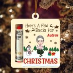 Personalized Cartoon Character Snowman Wooden Money Holder Christmas Ornament with Name Christmas Tree Hanging Decor Gift for Family