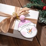 Ornement de Noël personnalisé en bois peint à la main avec le nom d'un bonhomme de neige Décoration de l'arbre de Noël Cadeau de fête pour la famille 