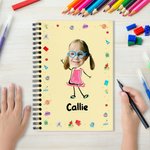 Personalised Avatar Cartoon Pattern 120 Pages A5 Lined Spiral Notebook with Name and Initial Birthday Gift for Boys Girls
