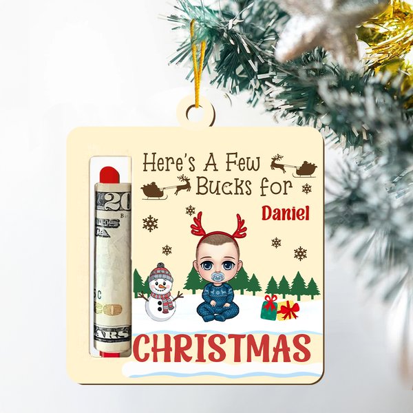 Personalized Cartoon Character Snowman Wooden Money Holder Christmas Ornament with Name Christmas Tree Hanging Decor Gift for Family